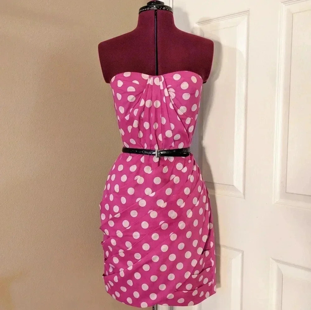 Anthropologie Leifsdottir Pink Polka Dot Dress - Picture 2 of 8